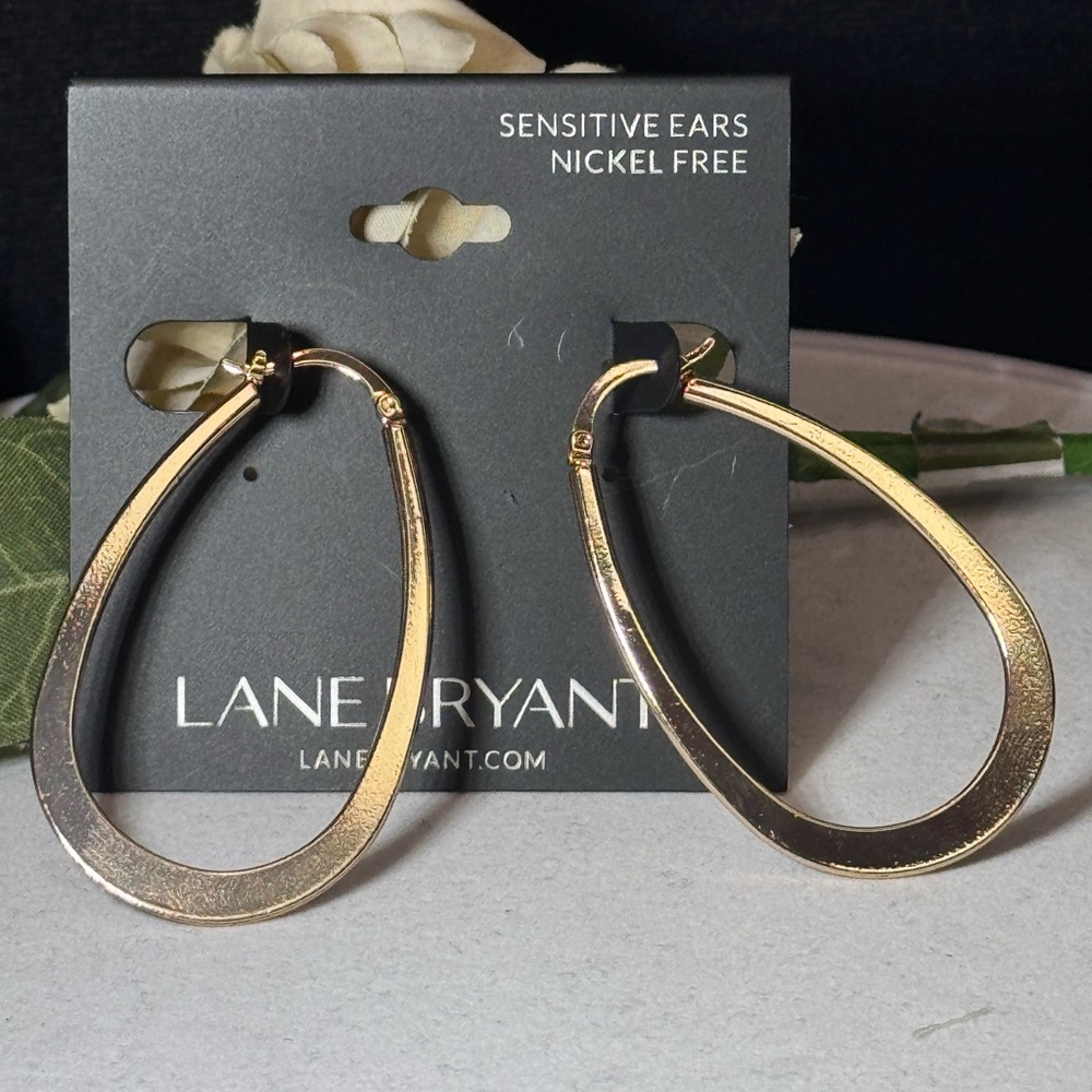 Lane Bryant Gold Tone Hoop Statement Earrings 2 inch